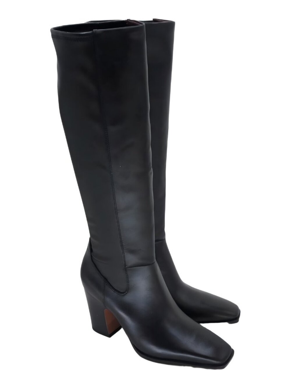 Franco Sarto Jonie Tall Square Toe Block Heel Boots Black US 7.5M EU 38 - Picture 4 of 6